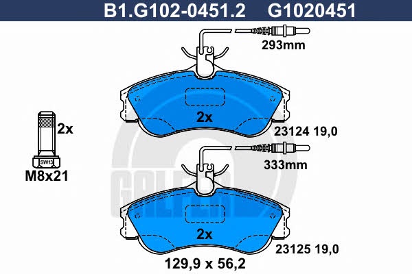 Galfer B1.G102-0451.2 Гальмівні колодки, комплект B1G10204512: Купити в Україні - Добра ціна на EXIST.UA!