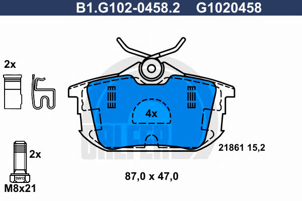 Galfer B1.G102-0458.2 Гальмівні колодки, комплект B1G10204582: Купити в Україні - Добра ціна на EXIST.UA!
