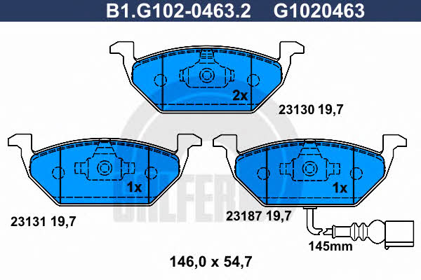 Galfer B1.G102-0463.2 Гальмівні колодки, комплект B1G10204632: Купити в Україні - Добра ціна на EXIST.UA!