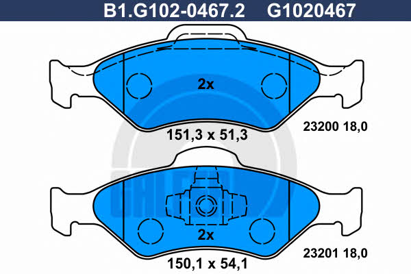 Galfer B1.G102-0467.2 Гальмівні колодки, комплект B1G10204672: Купити в Україні - Добра ціна на EXIST.UA!