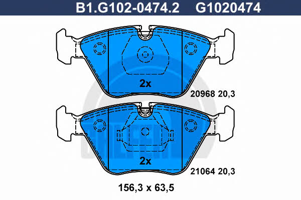 Galfer B1.G102-0474.2 Гальмівні колодки, комплект B1G10204742: Купити в Україні - Добра ціна на EXIST.UA!