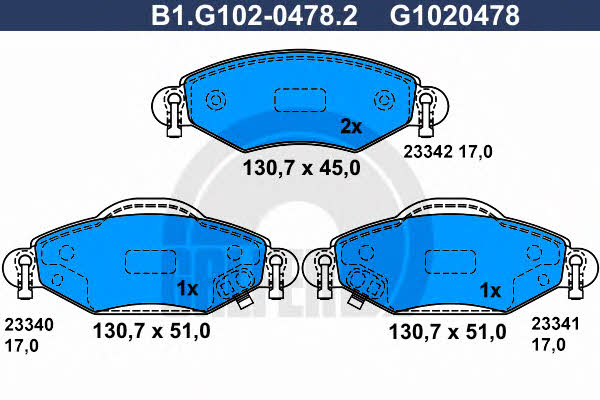 Galfer B1.G102-0478.2 Гальмівні колодки, комплект B1G10204782: Купити в Україні - Добра ціна на EXIST.UA!