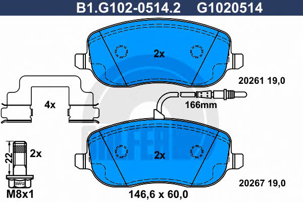 Galfer B1.G102-0514.2 Гальмівні колодки, комплект B1G10205142: Купити в Україні - Добра ціна на EXIST.UA!