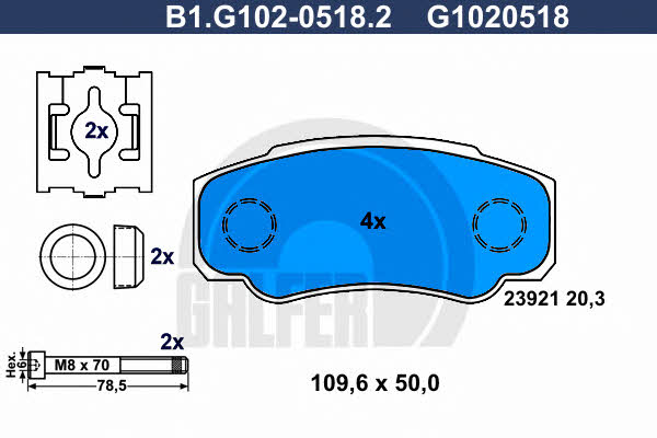 Galfer B1.G102-0518.2 Гальмівні колодки, комплект B1G10205182: Купити в Україні - Добра ціна на EXIST.UA!