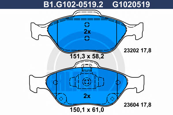 Galfer B1.G102-0519.2 Гальмівні колодки, комплект B1G10205192: Купити в Україні - Добра ціна на EXIST.UA!