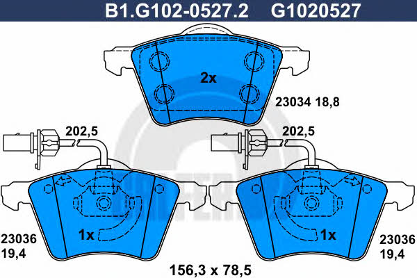 Galfer B1.G102-0527.2 Гальмівні колодки, комплект B1G10205272: Купити в Україні - Добра ціна на EXIST.UA!