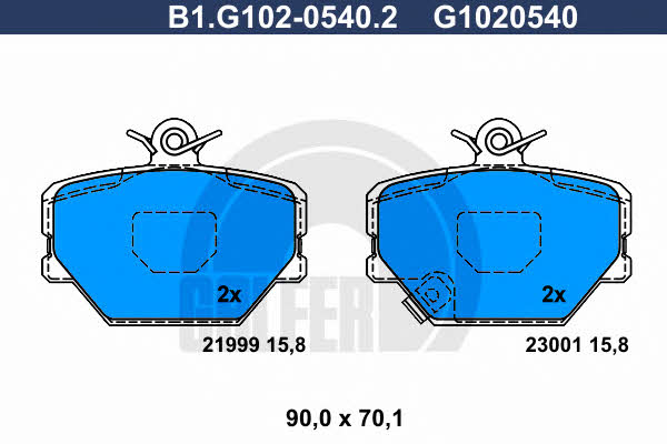 Galfer B1.G102-0540.2 Гальмівні колодки, комплект B1G10205402: Купити в Україні - Добра ціна на EXIST.UA!
