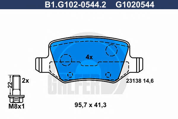Galfer B1.G102-0544.2 Гальмівні колодки, комплект B1G10205442: Купити в Україні - Добра ціна на EXIST.UA!