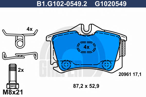 Galfer B1.G102-0549.2 Гальмівні колодки, комплект B1G10205492: Купити в Україні - Добра ціна на EXIST.UA!