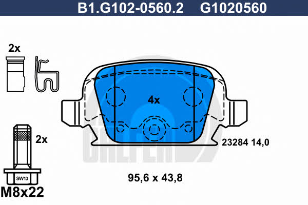 Galfer B1.G102-0560.2 Гальмівні колодки, комплект B1G10205602: Купити в Україні - Добра ціна на EXIST.UA!