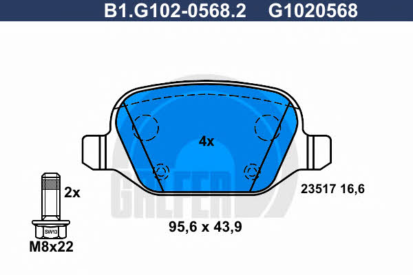 Galfer B1.G102-0568.2 Гальмівні колодки, комплект B1G10205682: Купити в Україні - Добра ціна на EXIST.UA!