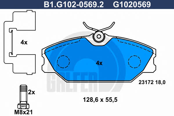 Galfer B1.G102-0569.2 Гальмівні колодки, комплект B1G10205692: Купити в Україні - Добра ціна на EXIST.UA!