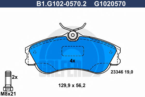 Galfer B1.G102-0570.2 Гальмівні колодки, комплект B1G10205702: Купити в Україні - Добра ціна на EXIST.UA!