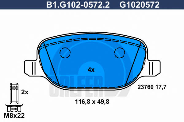 Galfer B1.G102-0572.2 Гальмівні колодки, комплект B1G10205722: Купити в Україні - Добра ціна на EXIST.UA!