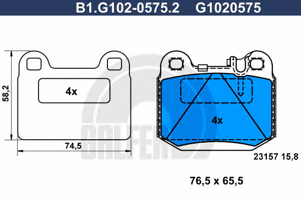 Galfer B1.G102-0575.2 Гальмівні колодки, комплект B1G10205752: Купити в Україні - Добра ціна на EXIST.UA!