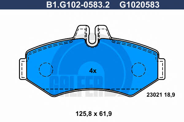 Galfer B1.G102-0583.2 Гальмівні колодки, комплект B1G10205832: Приваблива ціна - Купити в Україні на EXIST.UA!