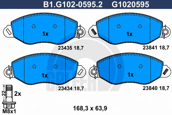 Galfer B1.G102-0595.2 Гальмівні колодки, комплект B1G10205952: Купити в Україні - Добра ціна на EXIST.UA!