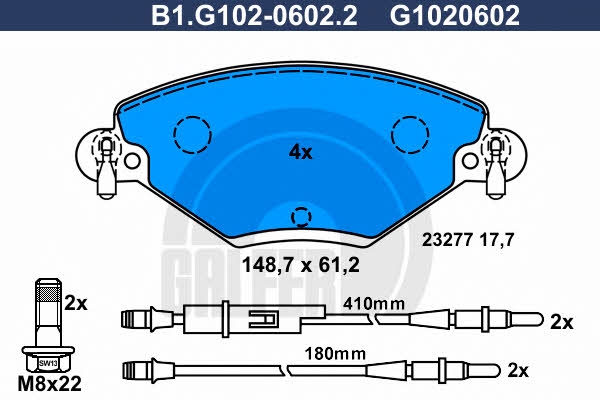 Galfer B1.G102-0602.2 Гальмівні колодки, комплект B1G10206022: Купити в Україні - Добра ціна на EXIST.UA!