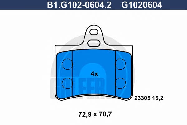 Galfer B1.G102-0604.2 Гальмівні колодки, комплект B1G10206042: Купити в Україні - Добра ціна на EXIST.UA!