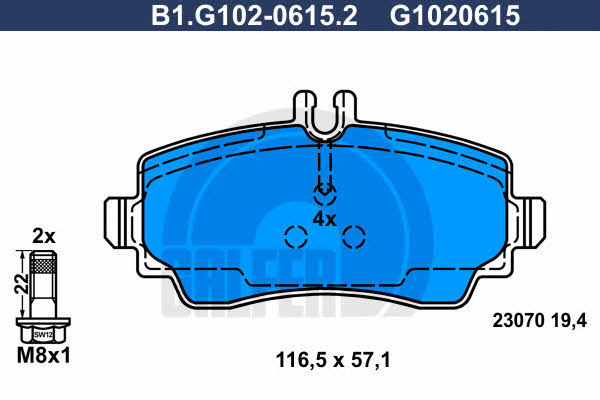 Galfer B1.G102-0615.2 Гальмівні колодки, комплект B1G10206152: Купити в Україні - Добра ціна на EXIST.UA!