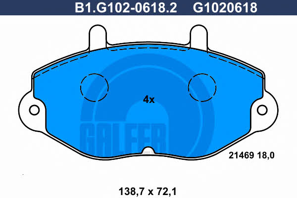 Galfer B1.G102-0618.2 Гальмівні колодки, комплект B1G10206182: Купити в Україні - Добра ціна на EXIST.UA!
