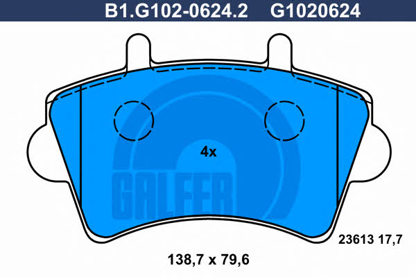 Galfer B1.G102-0624.2 Гальмівні колодки, комплект B1G10206242: Купити в Україні - Добра ціна на EXIST.UA!