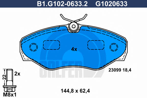 Galfer B1.G102-0633.2 Гальмівні колодки, комплект B1G10206332: Купити в Україні - Добра ціна на EXIST.UA!
