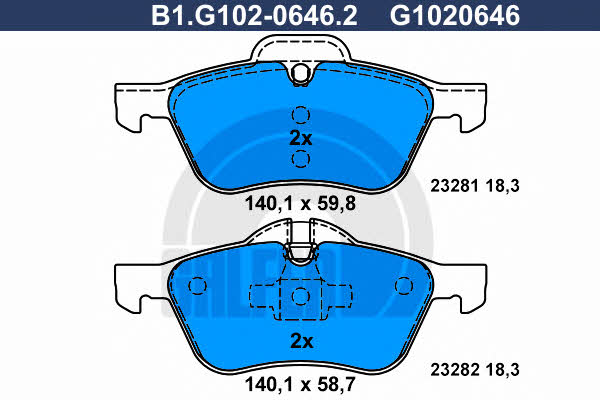 Galfer B1.G102-0646.2 Гальмівні колодки, комплект B1G10206462: Купити в Україні - Добра ціна на EXIST.UA!
