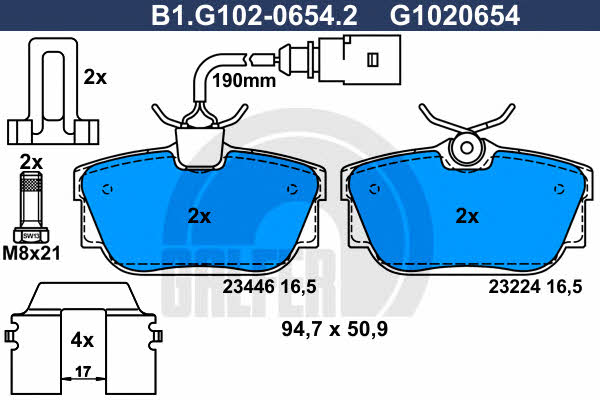 Galfer B1.G102-0654.2 Гальмівні колодки, комплект B1G10206542: Купити в Україні - Добра ціна на EXIST.UA!