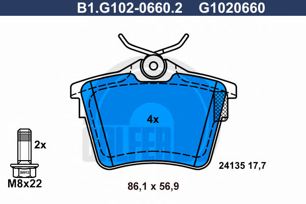 Galfer B1.G102-0660.2 Гальмівні колодки, комплект B1G10206602: Купити в Україні - Добра ціна на EXIST.UA!