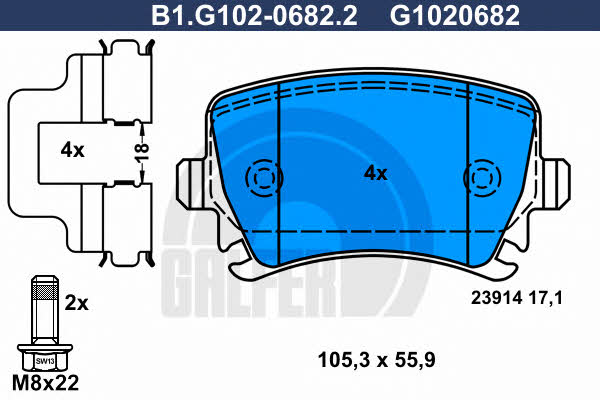 Galfer B1.G102-0682.2 Гальмівні колодки, комплект B1G10206822: Купити в Україні - Добра ціна на EXIST.UA!