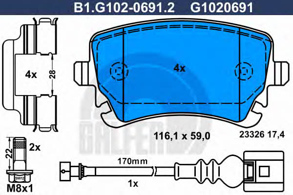 Galfer B1.G102-0691.2 Гальмівні колодки, комплект B1G10206912: Купити в Україні - Добра ціна на EXIST.UA!