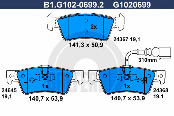 Galfer B1.G102-0699.2 Гальмівні колодки, комплект B1G10206992: Купити в Україні - Добра ціна на EXIST.UA!