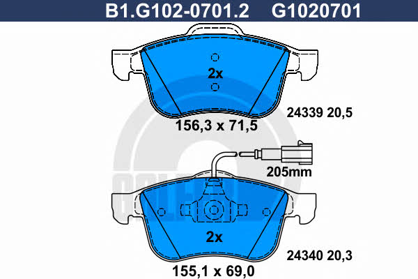Galfer B1.G102-0701.2 Гальмівні колодки, комплект B1G10207012: Купити в Україні - Добра ціна на EXIST.UA!