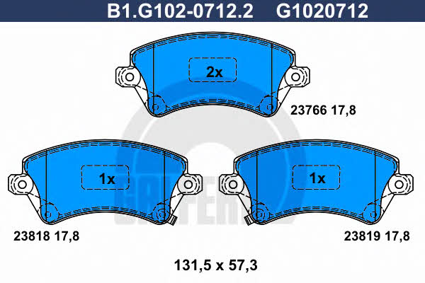 Galfer B1.G102-0712.2 Гальмівні колодки, комплект B1G10207122: Купити в Україні - Добра ціна на EXIST.UA!