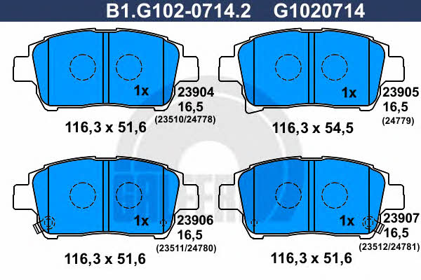 Galfer B1.G102-0714.2 Гальмівні колодки, комплект B1G10207142: Купити в Україні - Добра ціна на EXIST.UA!
