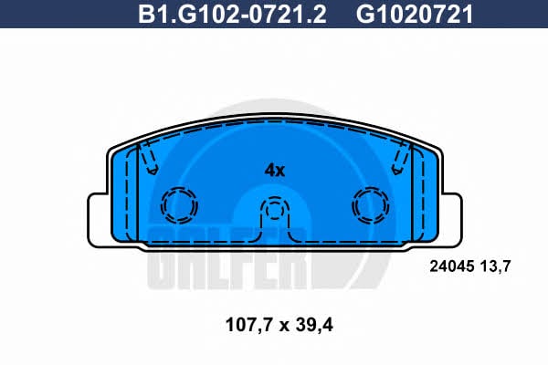 Galfer B1.G102-0721.2 Гальмівні колодки, комплект B1G10207212: Купити в Україні - Добра ціна на EXIST.UA!