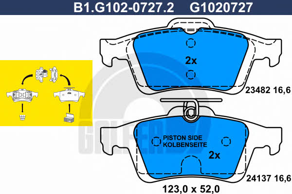 Galfer B1.G102-0727.2 Гальмівні колодки, комплект B1G10207272: Купити в Україні - Добра ціна на EXIST.UA!