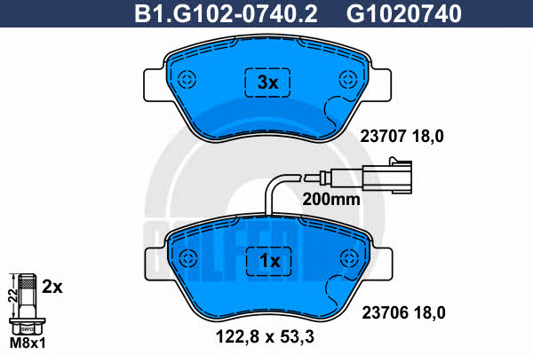 Galfer B1.G102-0740.2 Гальмівні колодки, комплект B1G10207402: Приваблива ціна - Купити в Україні на EXIST.UA!