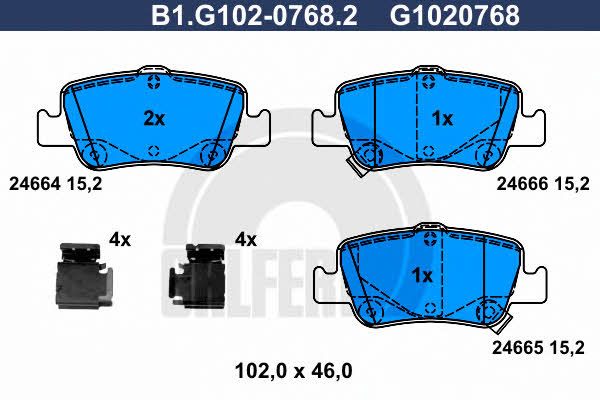 Galfer B1.G102-0768.2 Гальмівні колодки, комплект B1G10207682: Купити в Україні - Добра ціна на EXIST.UA!
