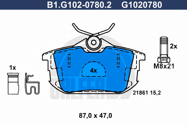 Galfer B1.G102-0780.2 Гальмівні колодки, комплект B1G10207802: Купити в Україні - Добра ціна на EXIST.UA!