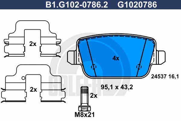 Galfer B1.G102-0786.2 Гальмівні колодки, комплект B1G10207862: Купити в Україні - Добра ціна на EXIST.UA!
