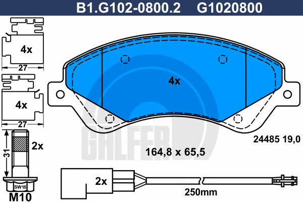 Galfer B1.G102-0800.2 Гальмівні колодки, комплект B1G10208002: Купити в Україні - Добра ціна на EXIST.UA!