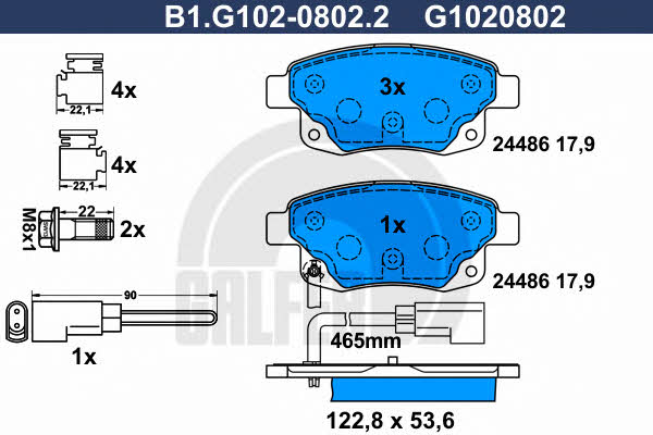 Galfer B1.G102-0802.2 Гальмівні колодки, комплект B1G10208022: Купити в Україні - Добра ціна на EXIST.UA!