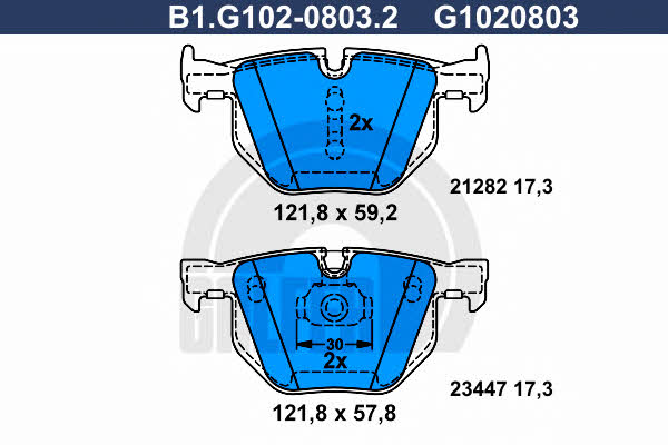 Galfer B1.G102-0803.2 Гальмівні колодки, комплект B1G10208032: Купити в Україні - Добра ціна на EXIST.UA!