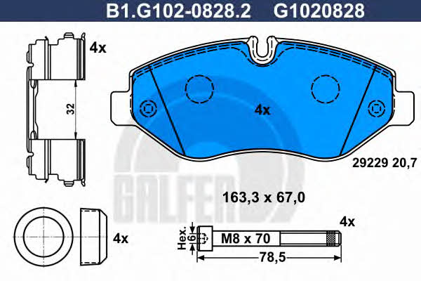 Galfer B1.G102-0828.2 Гальмівні колодки, комплект B1G10208282: Купити в Україні - Добра ціна на EXIST.UA!