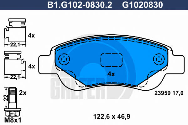Galfer B1.G102-0830.2 Гальмівні колодки, комплект B1G10208302: Купити в Україні - Добра ціна на EXIST.UA!
