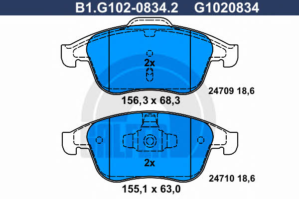 Galfer B1.G102-0834.2 Гальмівні колодки, комплект B1G10208342: Купити в Україні - Добра ціна на EXIST.UA!
