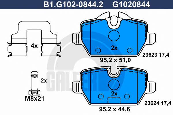Galfer B1.G102-0844.2 Гальмівні колодки, комплект B1G10208442: Купити в Україні - Добра ціна на EXIST.UA!