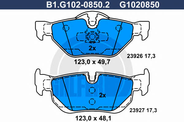 Galfer B1.G102-0850.2 Гальмівні колодки, комплект B1G10208502: Купити в Україні - Добра ціна на EXIST.UA!